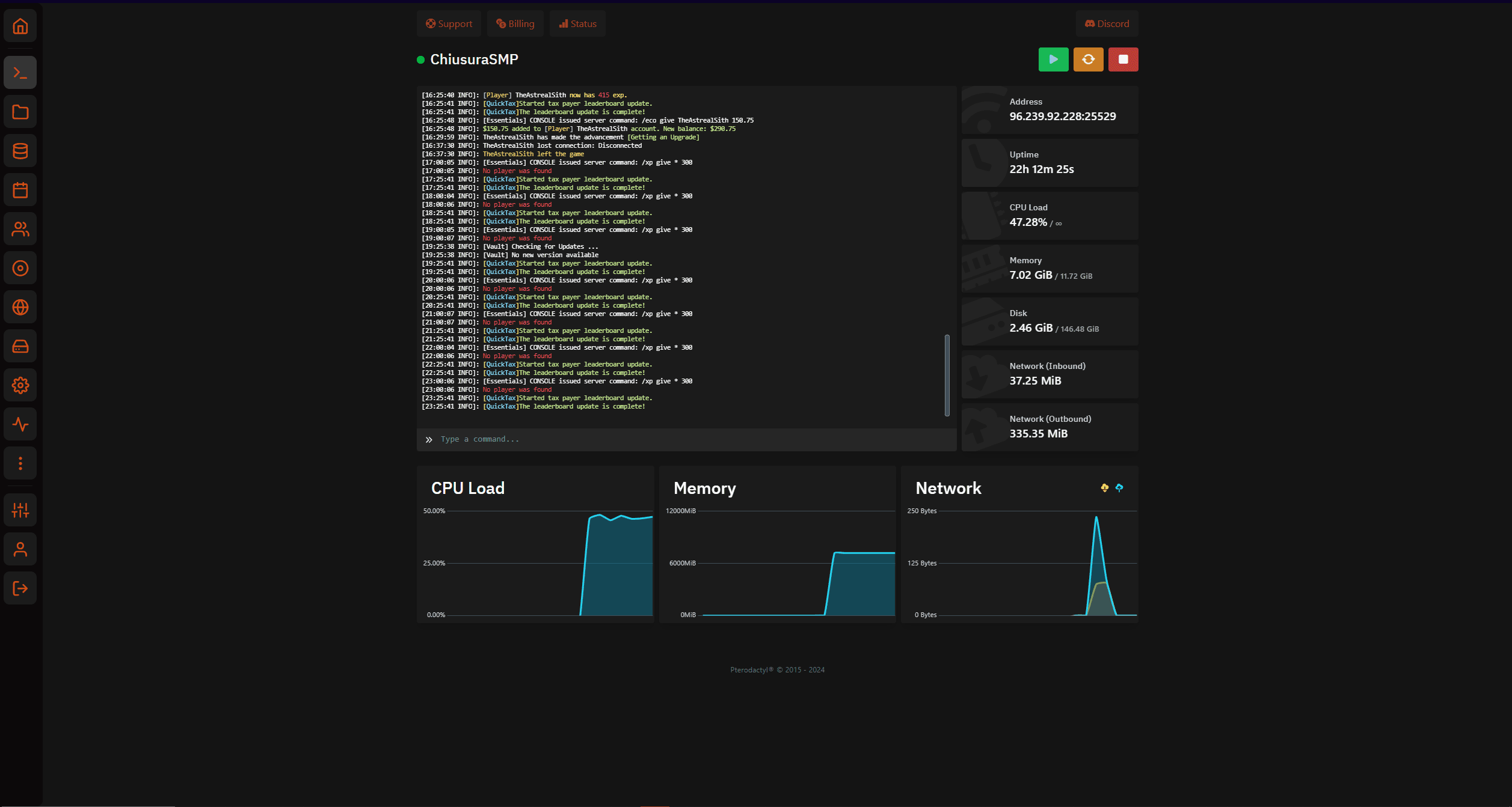 Pterodactyl Control Panel